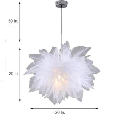 20'' Fabric Flower Design Electroplated Metal LED Modern Pendant Lights