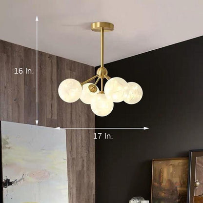 5 Globe Glass Brass Flush Mount Ceiling Light Ornate LED Ceiling Light