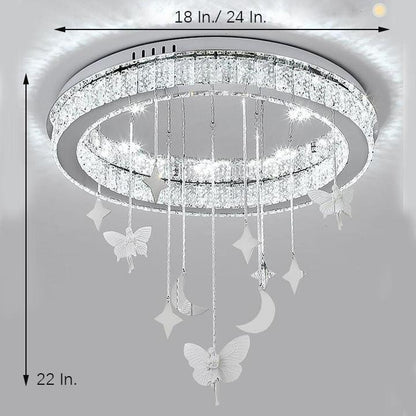 Circular Electroplated Metal Crystal LED Modern Chandeliers Flush Mount Lighting