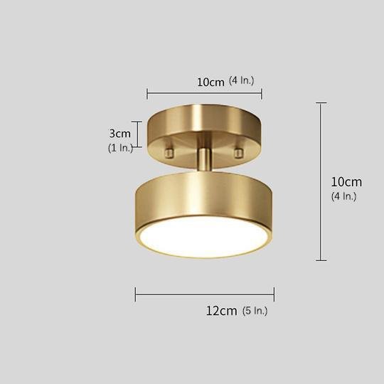 Circular Electroplated Copper LED Nordic Adjustable Ceiling Lights Flush Mount Lighting