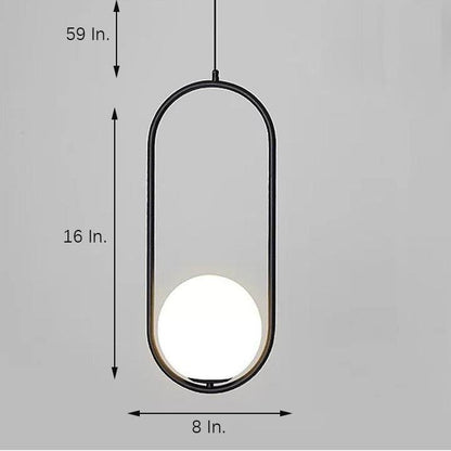 Rounded Rectangle Glass Globe LED Black Modern Pendant Light Island Lights