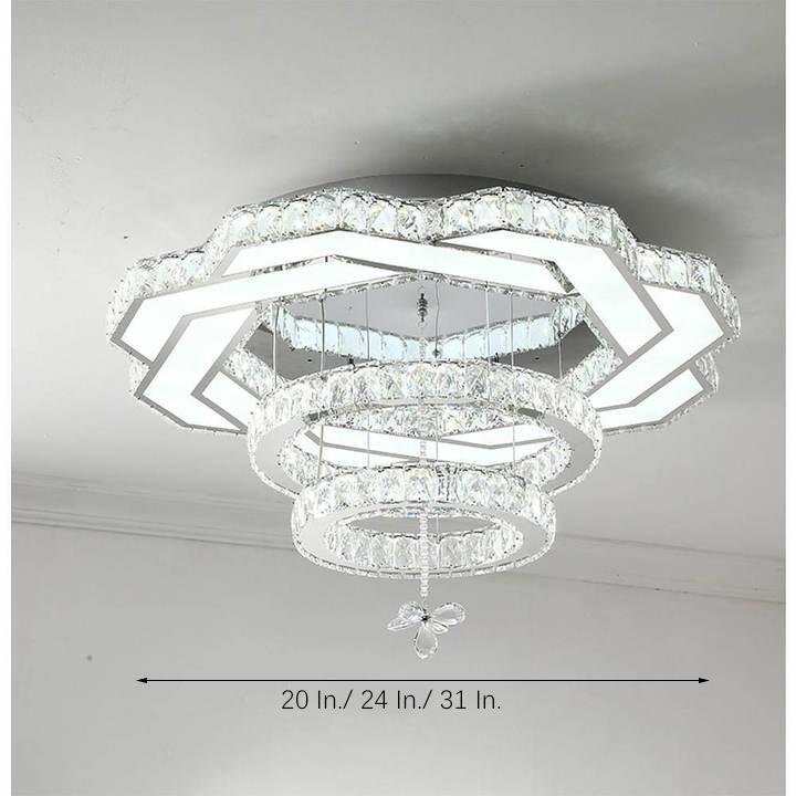 Ambient Crystal LED Flush Mount Light - 20''/24''/31'', Gold or Silver