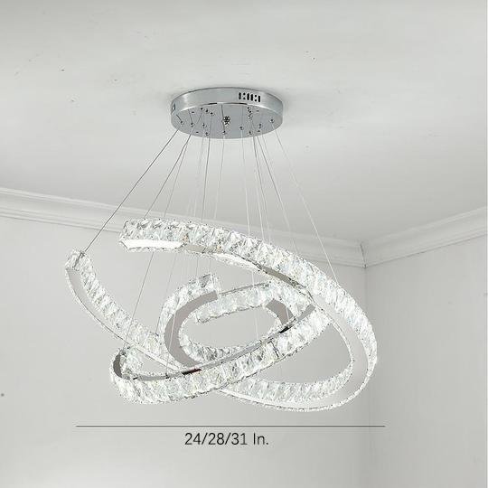 Wave Flush Mount Lighting for Dining Room LED Crystal Stainless Steel Ceiling Lights