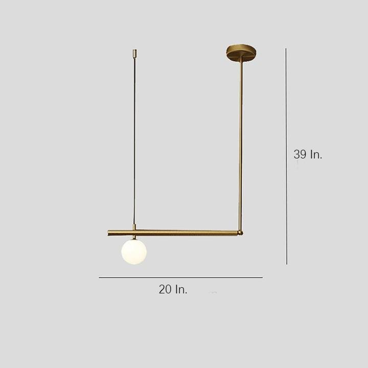 Minimalist Modern Linear Globe Pendant Lighting Copper Glass Kitchen & Dining Room Light