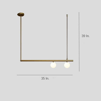 Minimalist Modern Linear Globe Pendant Lighting Copper Glass Kitchen & Dining Room Light