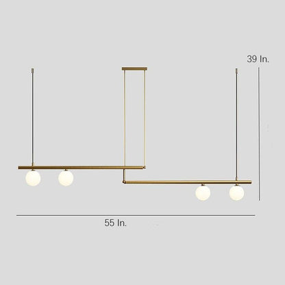 Minimalist Modern Linear Globe Pendant Lighting Copper Glass Kitchen & Dining Room Light