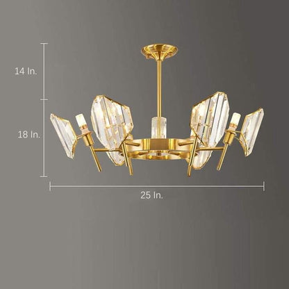 Brass Ring Frame Crystal Chandelier -  Gold Metal, Crystal Accents Pendant Lights