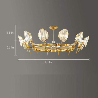 Brass Ring Frame Crystal Chandelier -  Gold Metal, Crystal Accents Pendant Lights