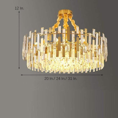 Queen Golden Crystal Chandelier - Modern Luxury, 9/12/17 Lights, Adjustable Height, 110-120V