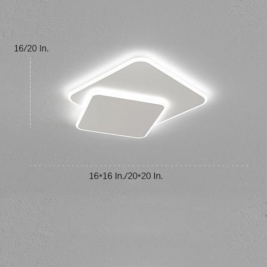 2-Light White Square LED Flush Mount Ceiling Light for Bedroom