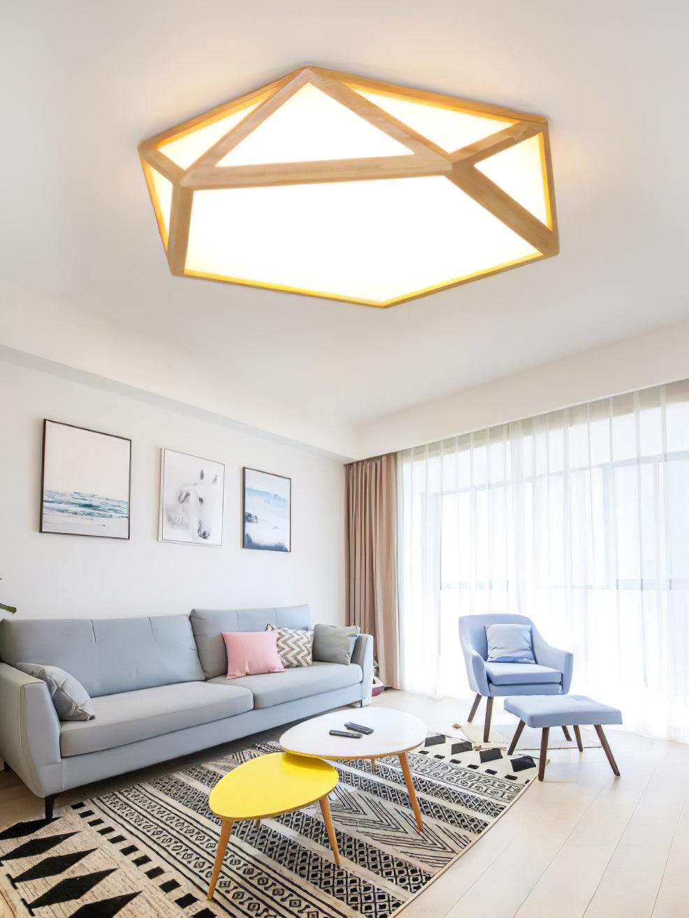 Diamond Wooden Flush mount light Ceiling Lamp