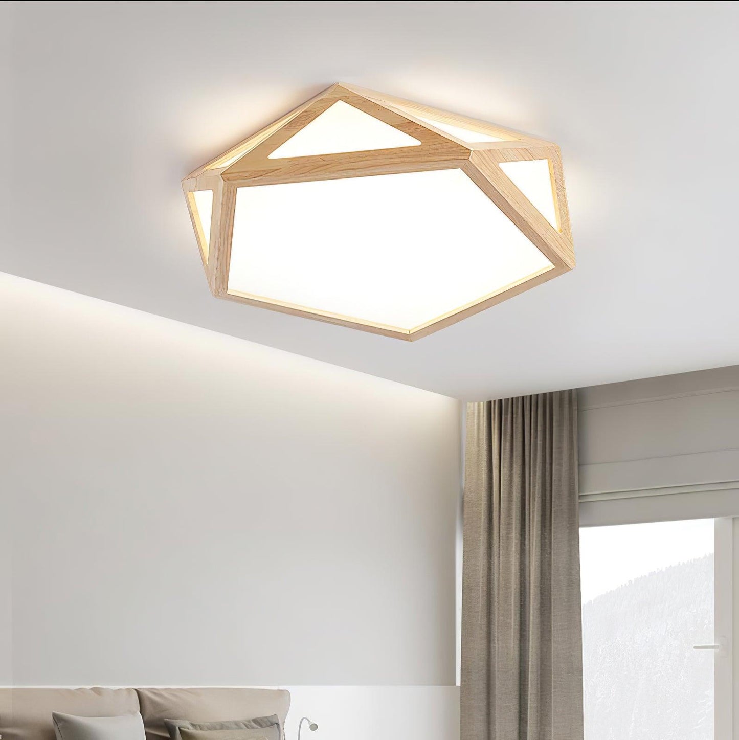 Diamond Wooden Flush mount light Ceiling Lamp