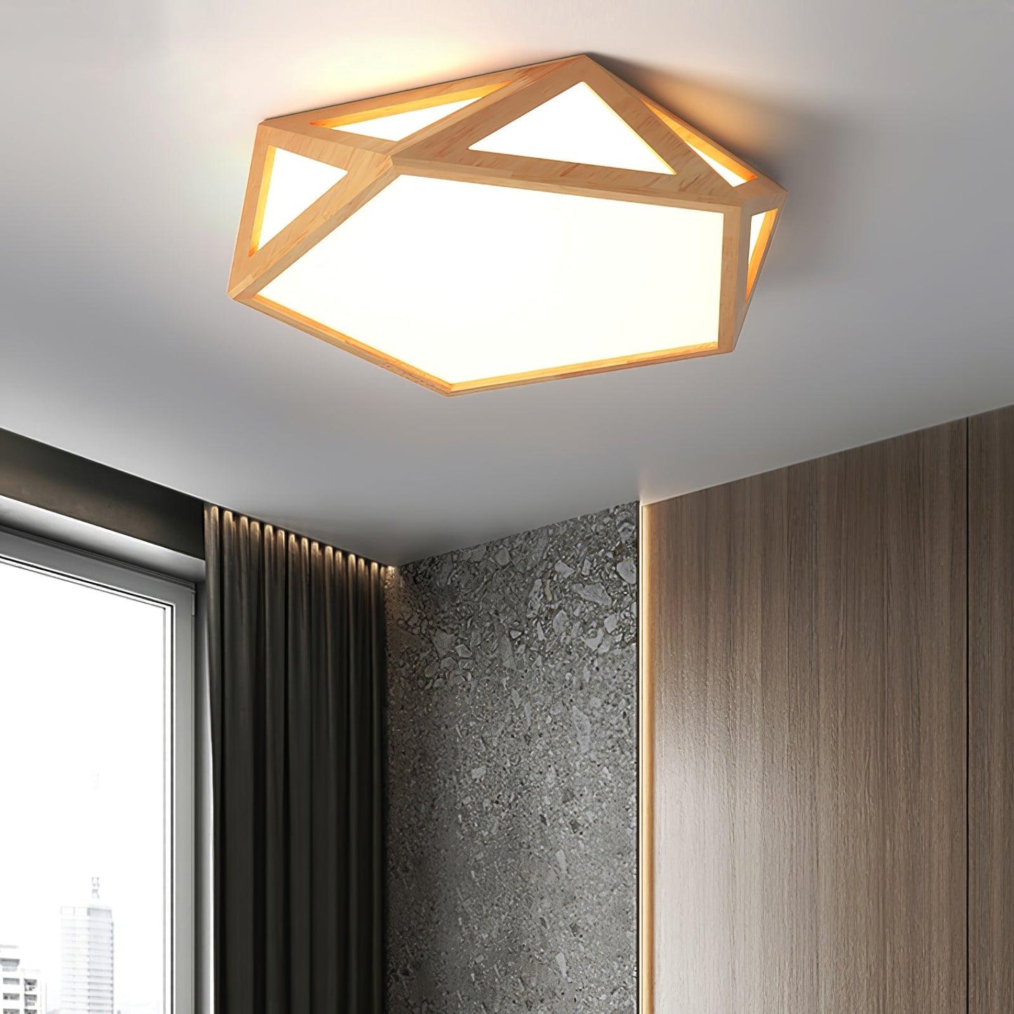 Diamond Wooden Flush mount light Ceiling Lamp