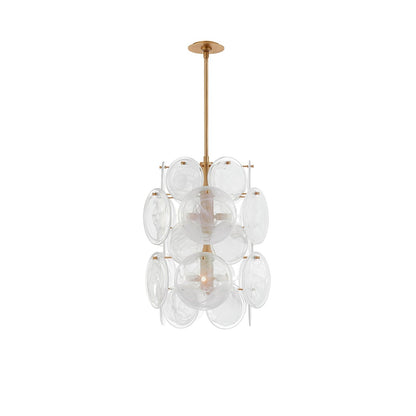 Brass Discs Cascading Ceiling fixture Chandelier