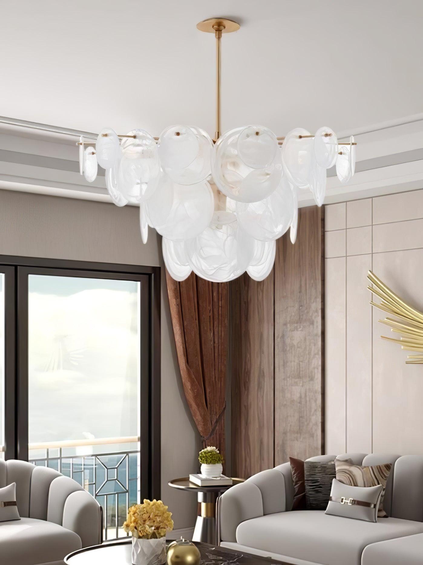 Brass Discs Cascading Ceiling fixture Chandelier