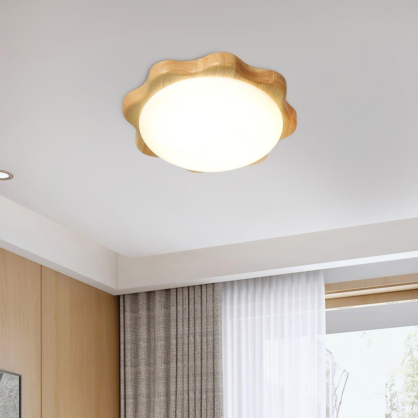 Drum Wood Flush mount light Ceiling Lamp