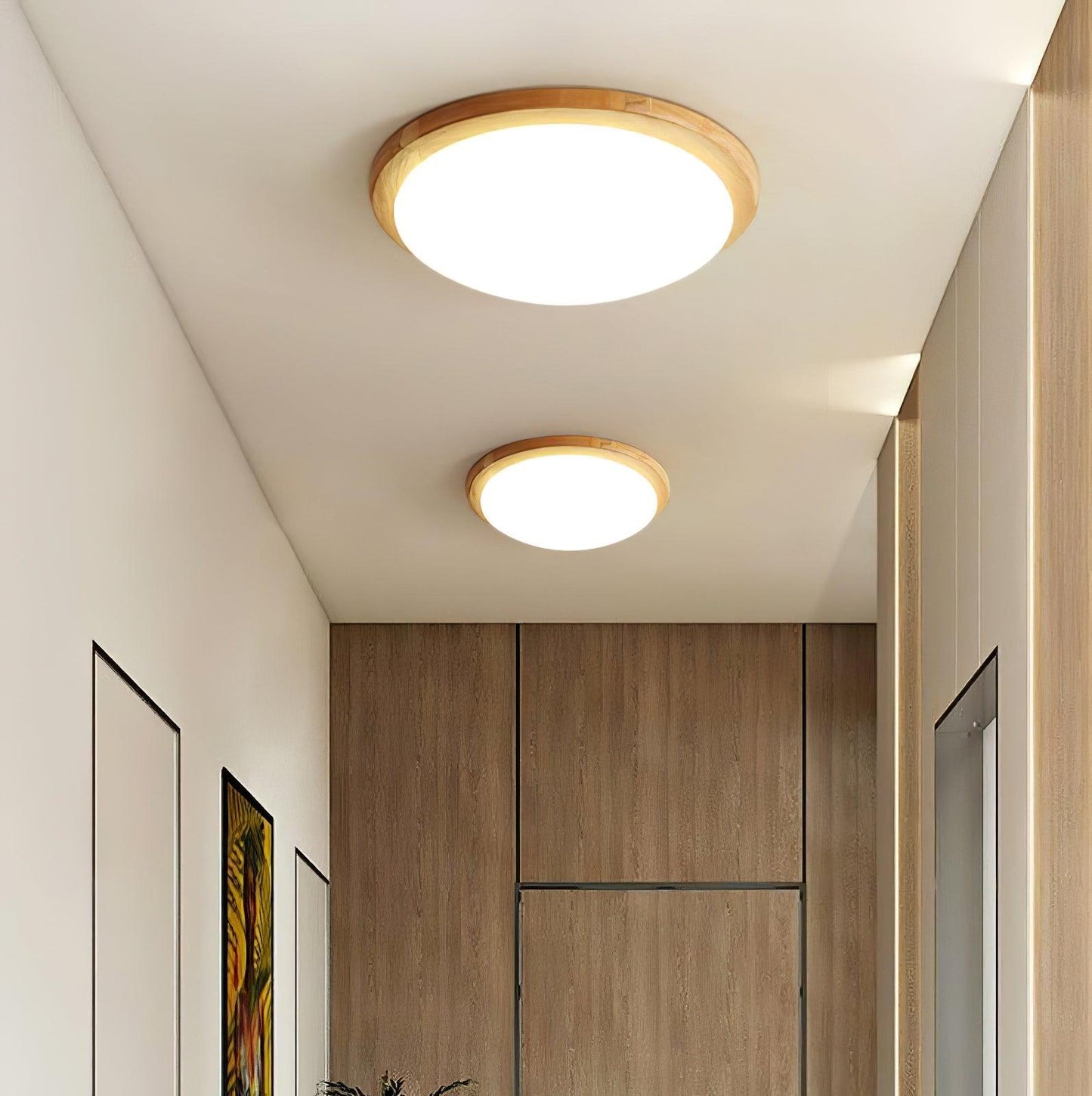 Drum Wood Flush mount light Ceiling Lamp