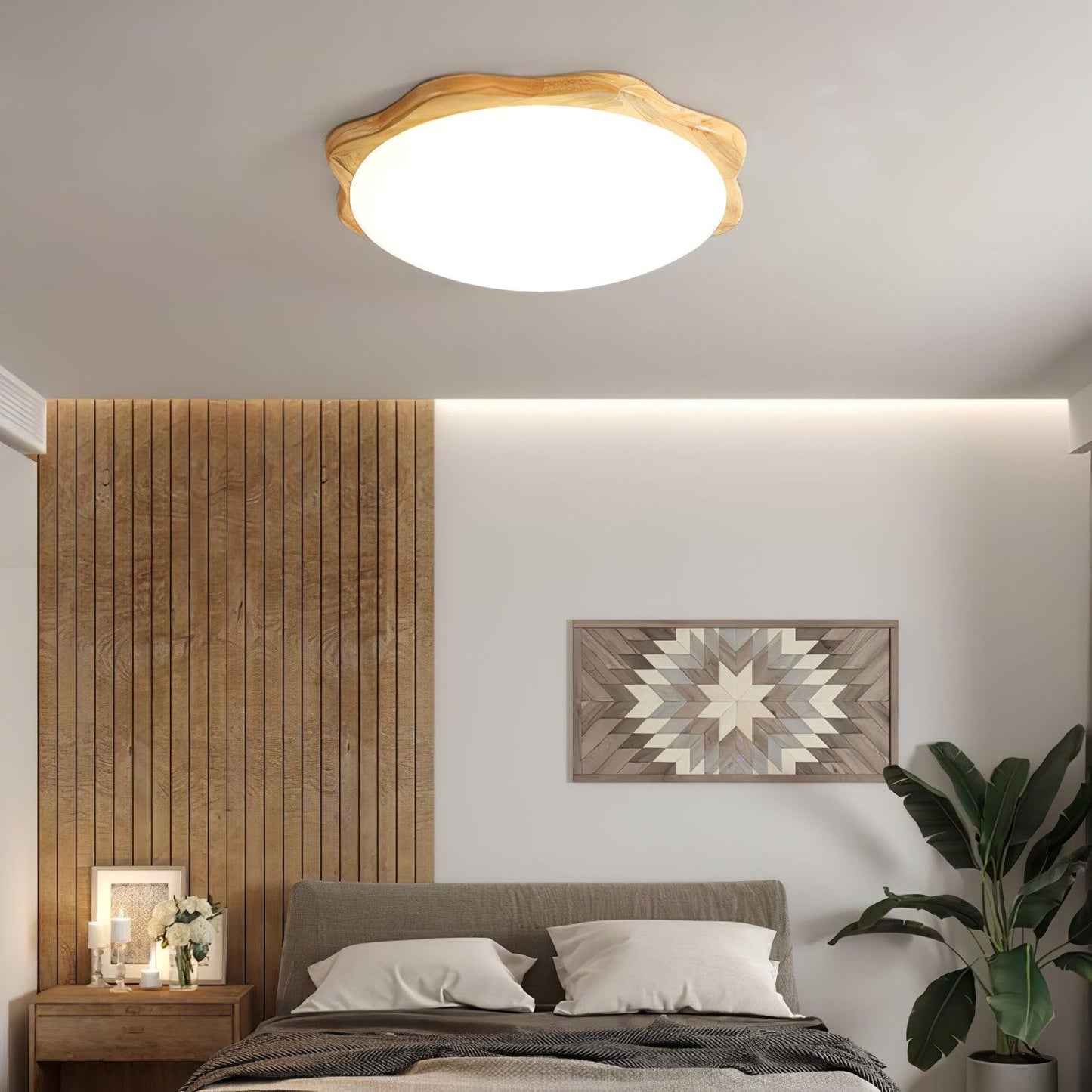 Drum Wood Flush mount light Ceiling Lamp