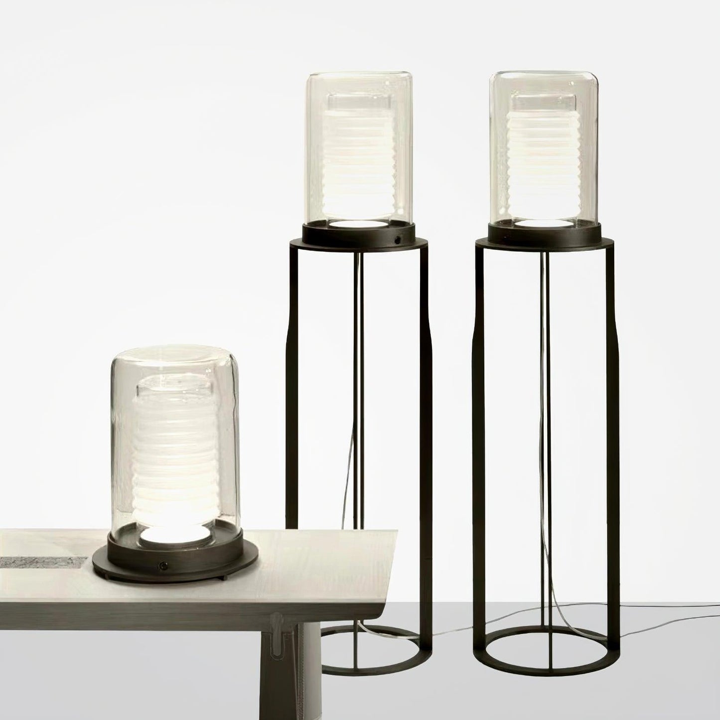 Dual Cylinder Glass Accent Lamp Floor Lamp