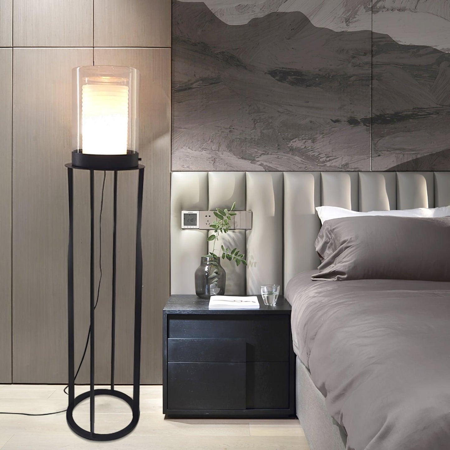 Dual Cylinder Glass Accent Lamp Floor Lamp