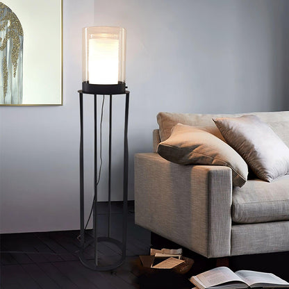 Dual Cylinder Glass Accent Lamp Floor Lamp