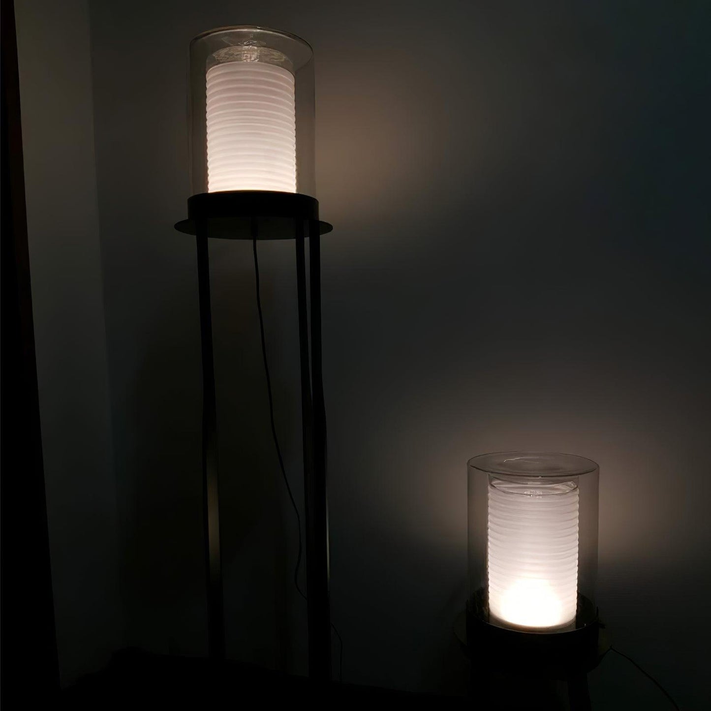 Dual Cylinder Glass Accent Lamp Floor Lamp