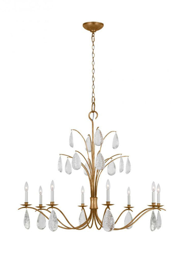 Chandelier, 8-Light, Antique Gild, Textured Crystal Drop Shade, 44.5"W (CC1598ADB 706X47X)