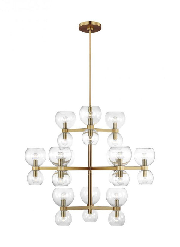 Chandelier, 24-Light, Burnished Brass with Clear, Clear Shade, 36.5"W (KSC10124BBSCG 706X192)