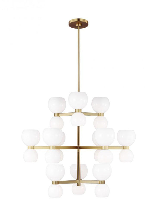 Chandelier, 24-Light, Burnished Brass with Milk , Milk White Shade, 36.5"W (KSC10124BBSMG 706X193)