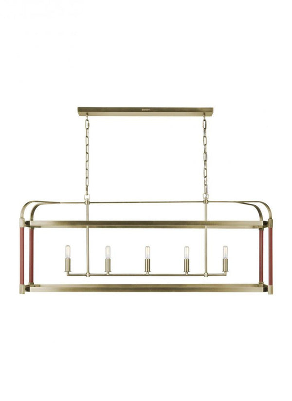 Linear Chandelier, 5-Light, Time Worn Brass, 49"W (LC1165TWB 706X28E)