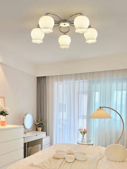 Floral Glass Overhead light Ceiling Lamp