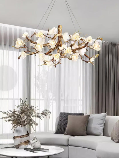 Flower Bloom Branch Brass Ceiling fixture Chandelier