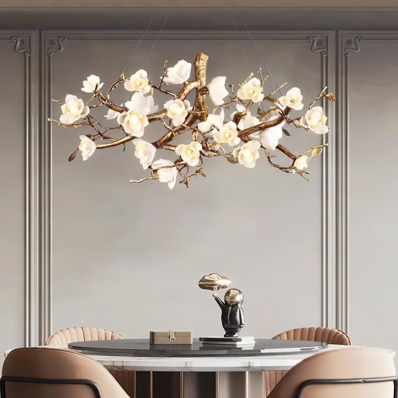 Flower Bloom Branch Brass Ceiling fixture Chandelier