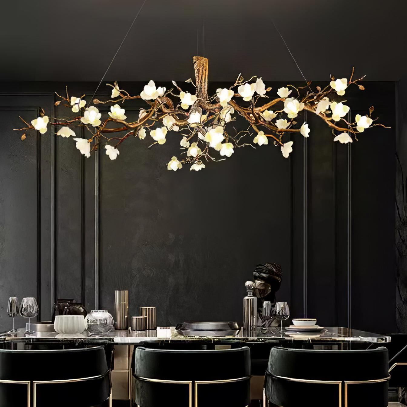 Flower Bloom Branch Brass Ceiling fixture Chandelier