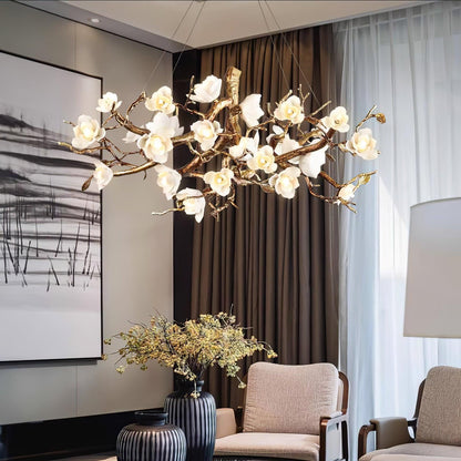 Flower Bloom Branch Brass Ceiling fixture Chandelier