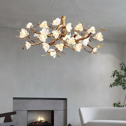 Flower Bloom Branch Brass Ceiling fixture Chandelier