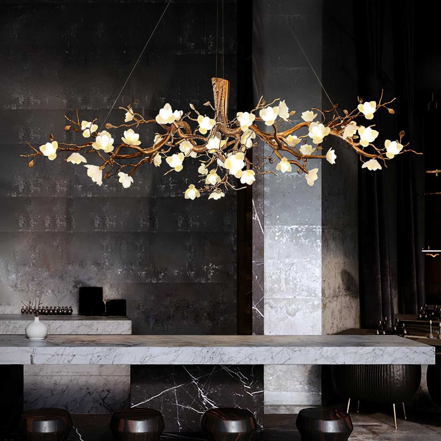 Flower Bloom Branch Brass Ceiling fixture Chandelier