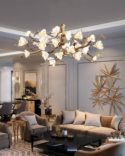 Flower Bloom Branch Brass Ceiling fixture Chandelier