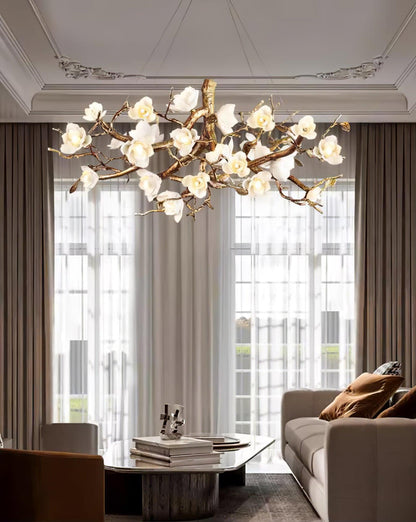 Flower Bloom Branch Brass Ceiling fixture Chandelier