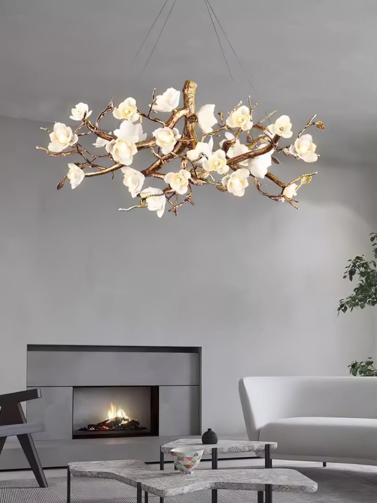 Flower Bloom Branch Brass Ceiling fixture Chandelier