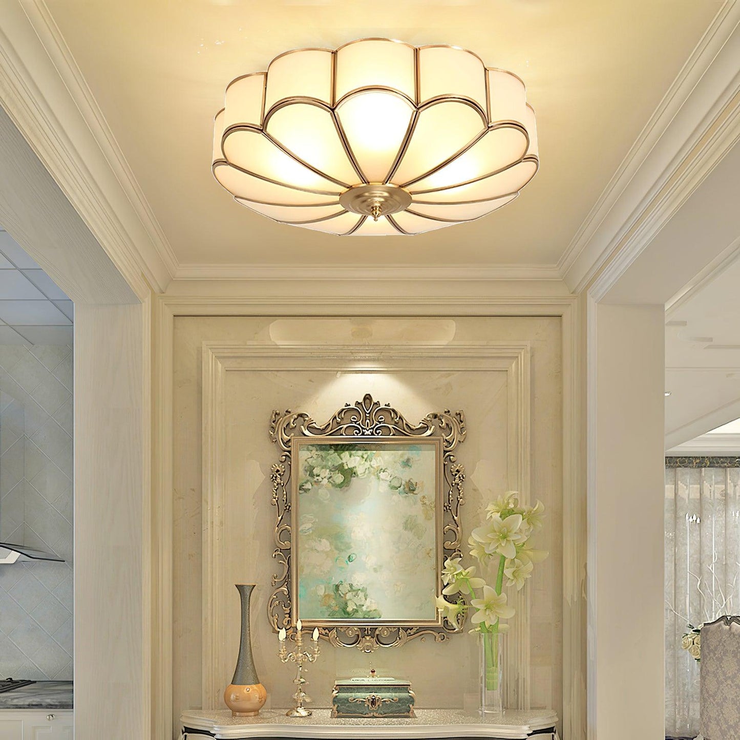 Flower Shape Glass Recessed Overhead light Ceiling Light