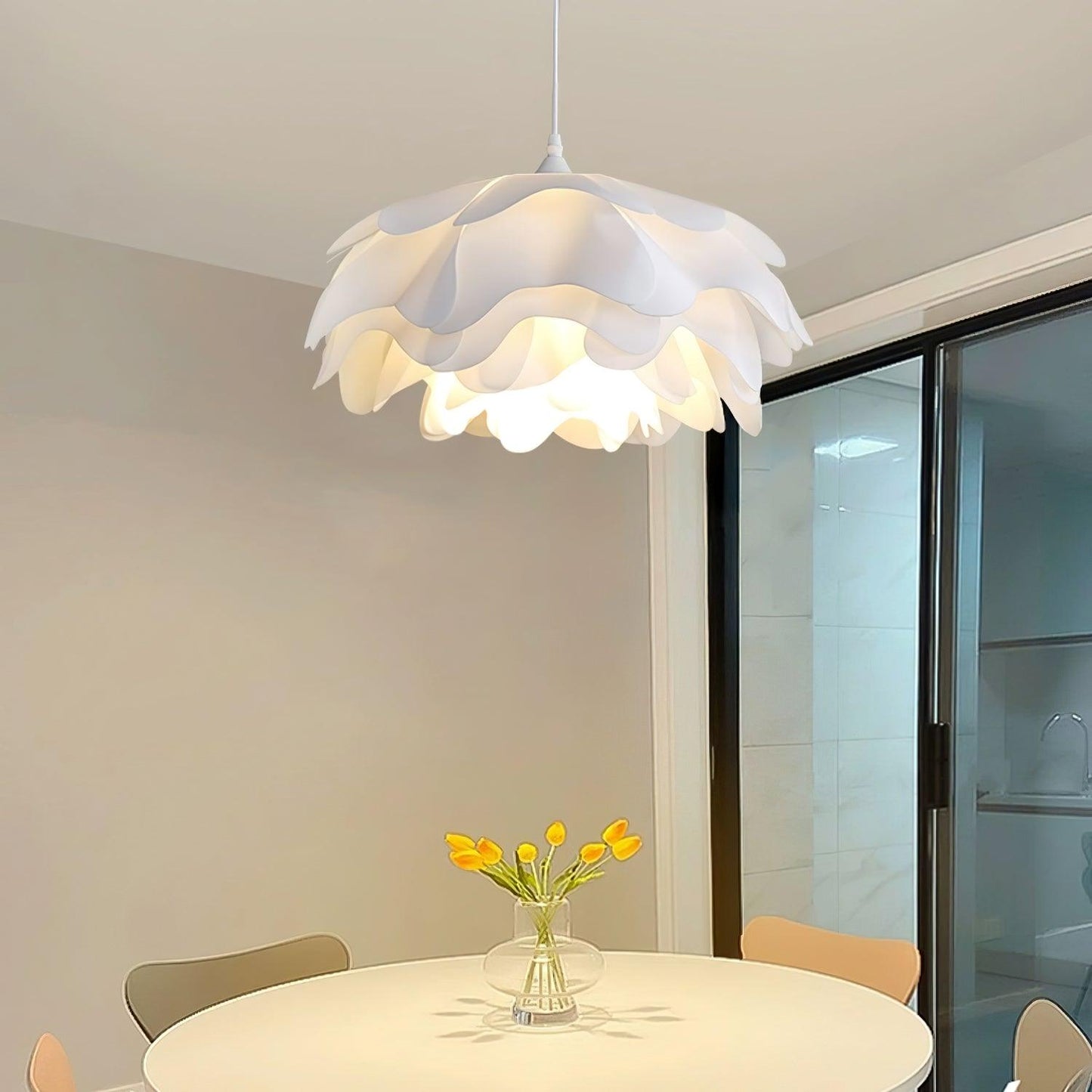 Flower Shaped White Drop light Pendant Lamp