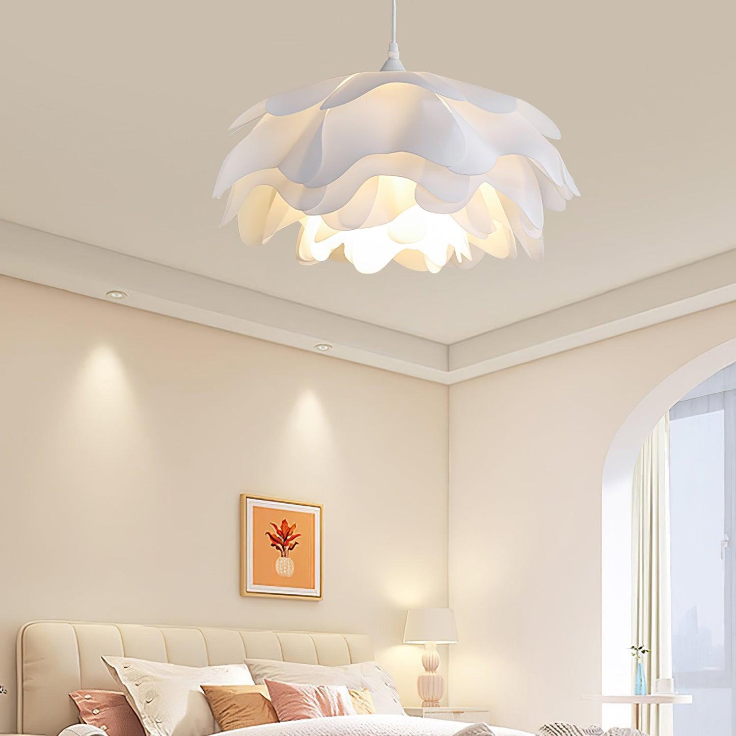 Flower Shaped White Drop light Pendant Lamp