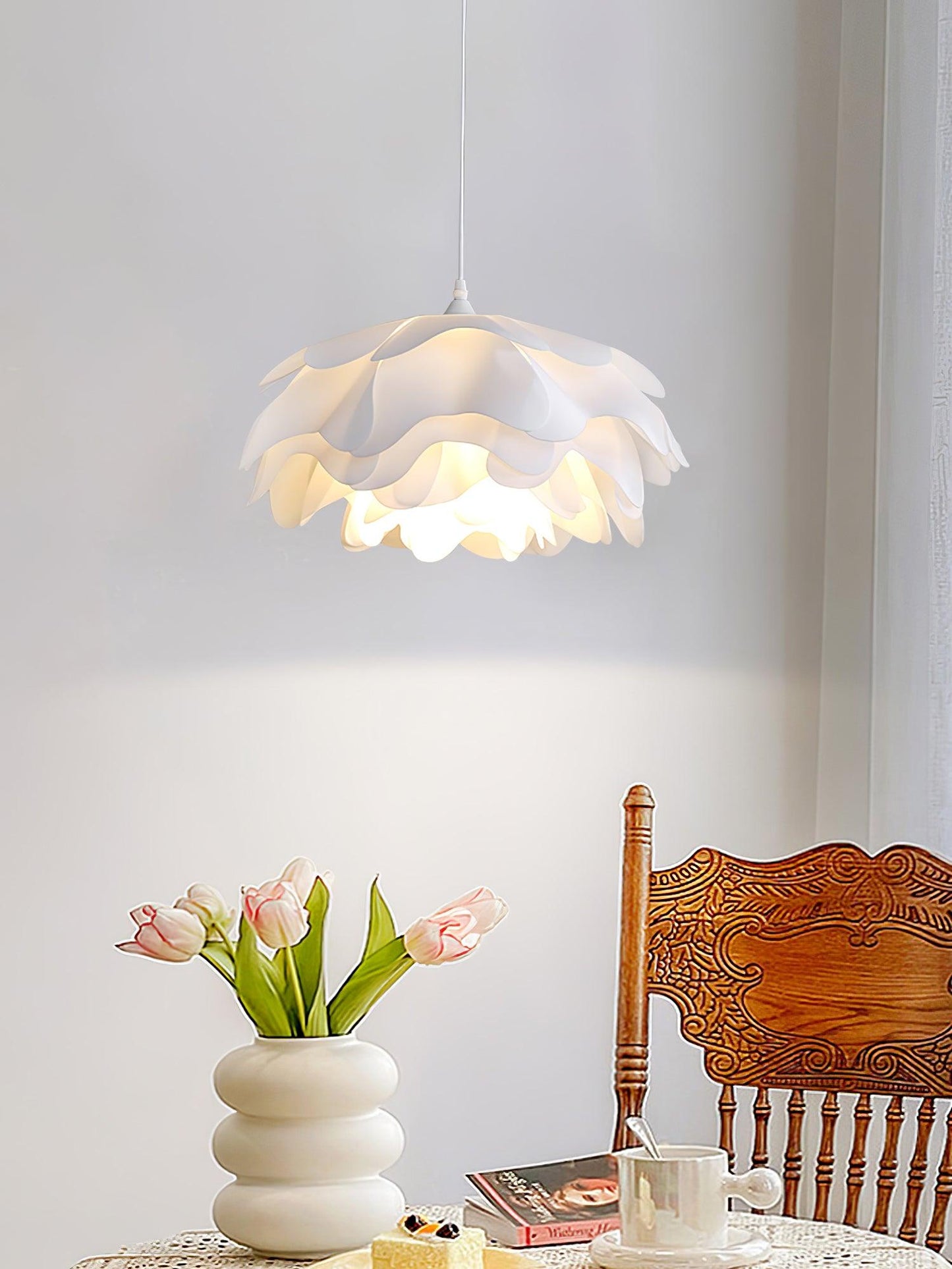 Flower Shaped White Drop light Pendant Lamp