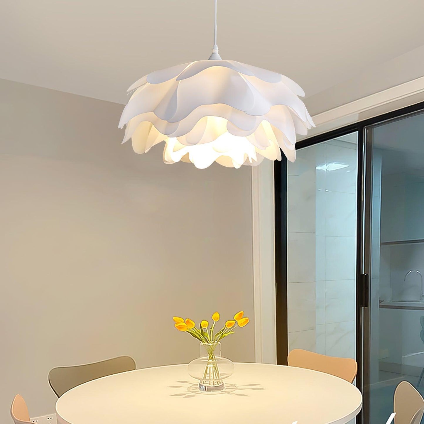 Flower Shaped White Drop light Pendant Lamp