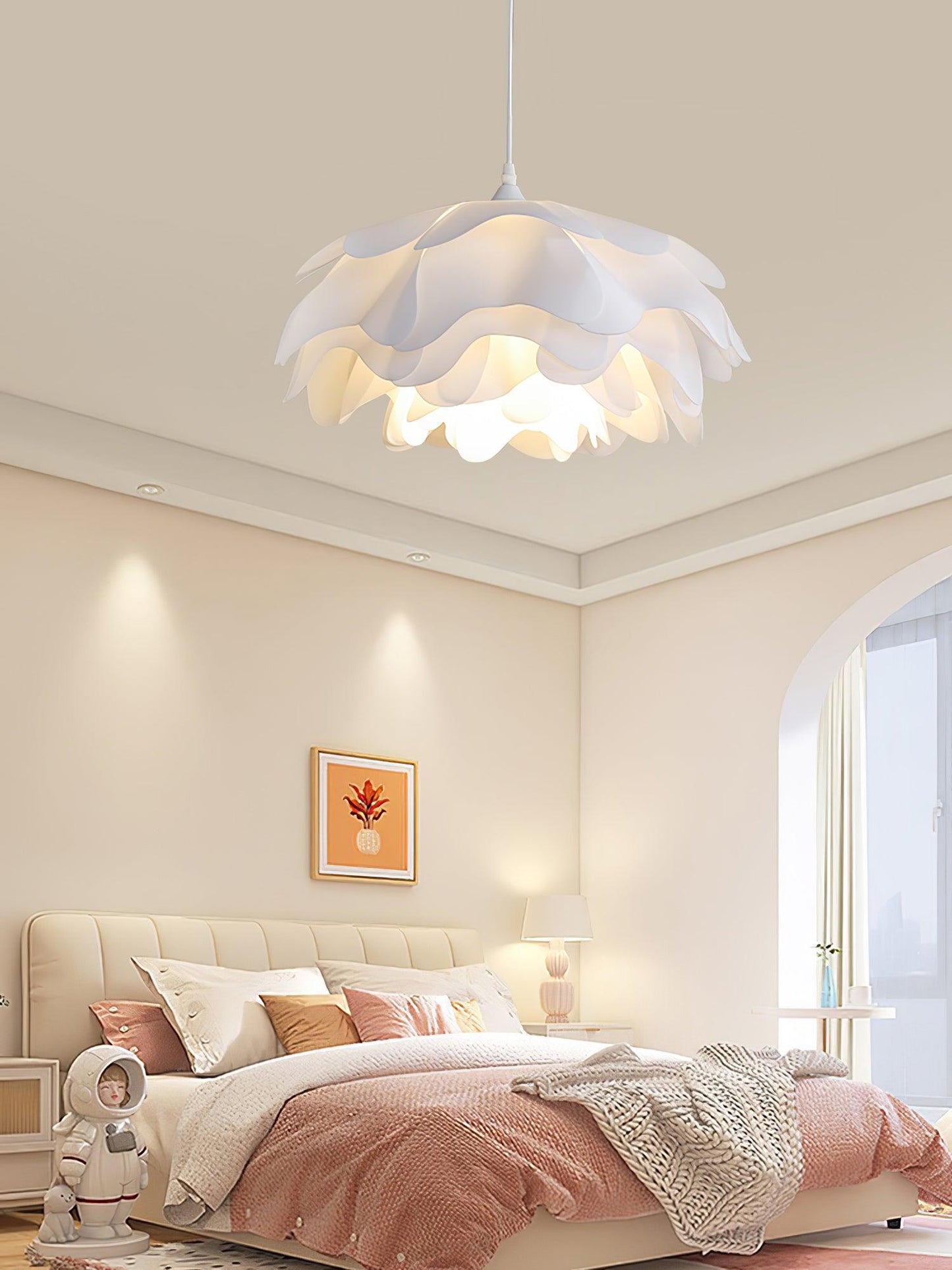 Flower Shaped White Drop light Pendant Lamp