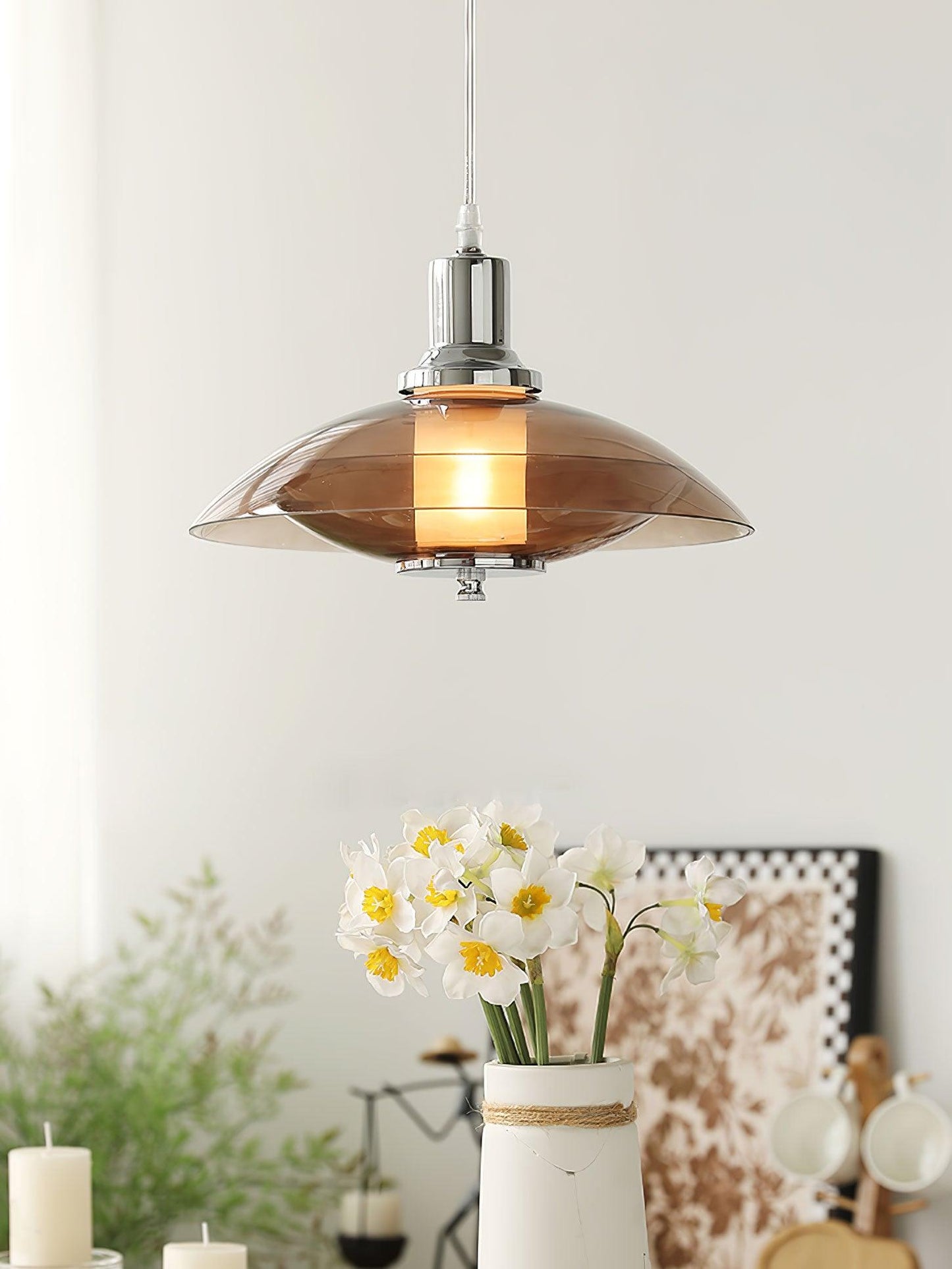 Flying Saucer Chrome Droplight Pendant Light