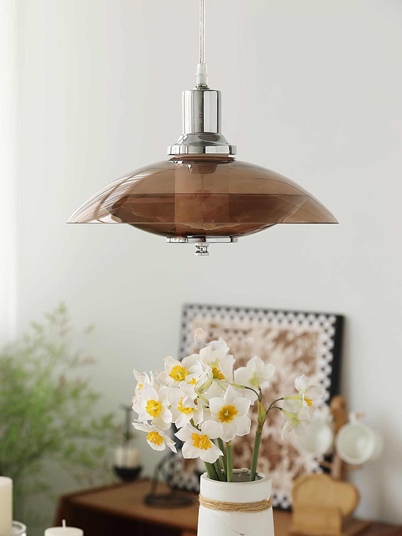 Flying Saucer Chrome Droplight Pendant Light