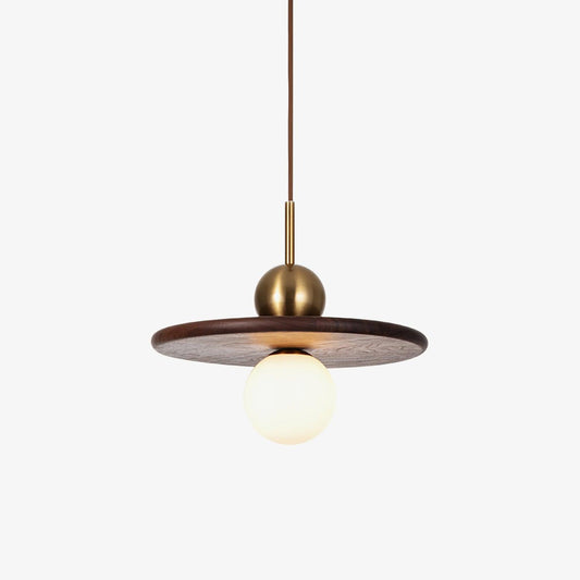 Flying Saucer Walnut Houselight Pendant Lamp