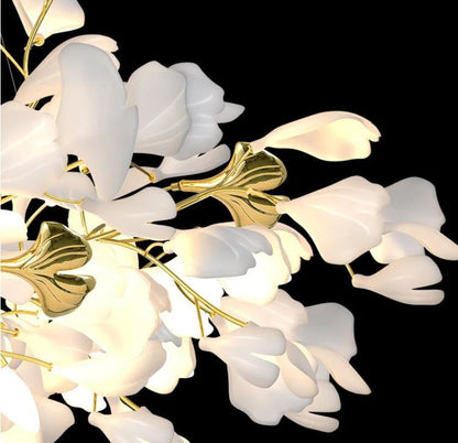 Gold White Leaves Combination Gingko Candelabrum Chandeliers